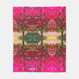 Couverture Polaire Style monet rose paysage d'automne, feuille rose