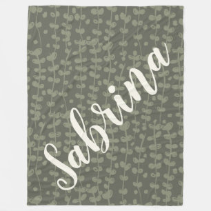 Couverture Polaire Style Rustique Botanique Sage Vert Personnalisé