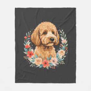 Couverture Polaire Sublimation ronde de chien floral