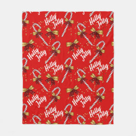 Couverture Polaire Sucre de canne Holly Jolly Festive moderne Noël