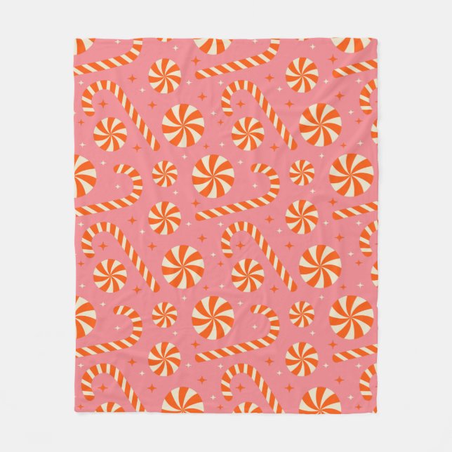 Couverture Polaire Sucre de canne Noël rétro motif (Devant)