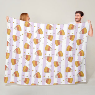 Couverture Polaire Sucreries Maïs et Étoiles Motif Halloween