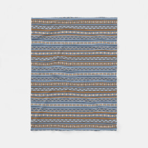 Couverture Polaire Sud-Ouest Style Géométrique Bleu et Marron Petit