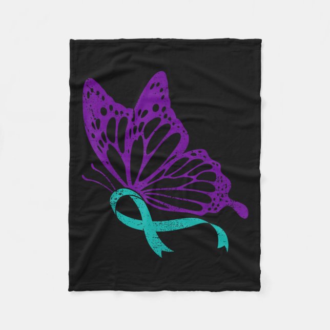 Couverture Polaire Suicide Prevention Awareness Teal &amp; Purple Rib (Devant)