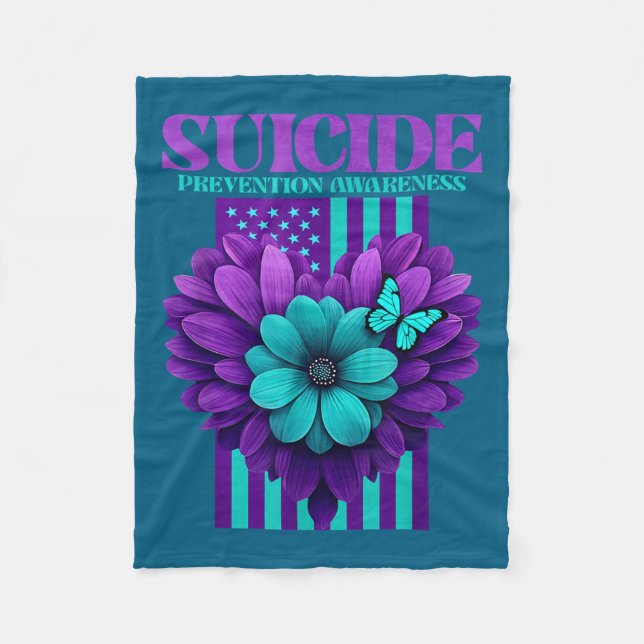 Couverture Polaire Suicide Prevention Awareness Usa Flag  (Devant)
