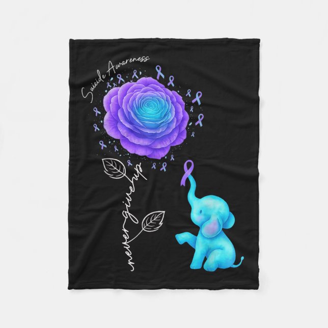 Couverture Polaire Suicide Prevention Teal Purple Flower Elephant Rib (Devant)