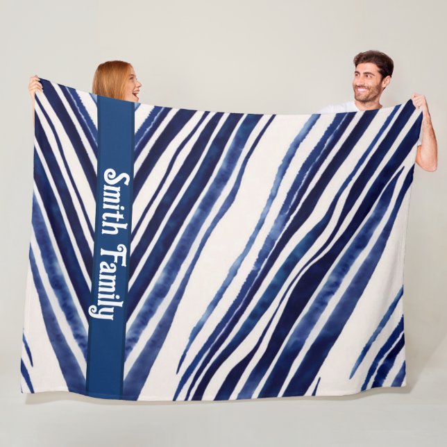 Couverture Polaire Summer Navy Blue Boat Populaire Stripes Collection (En situation)