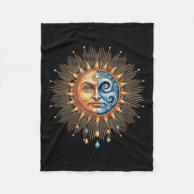 Couverture Polaire Sun And Moon Celestial Boho Mystical Hipe 90s  (Devant)