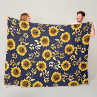 Sunny Yellow Gold Navy Feuille Motif