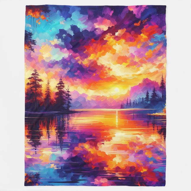 Couverture Polaire "Sunset Reflections : Paysage du lac Serene" (Devant)