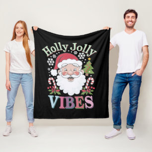 Couverture Polaire Super Santa Claus Holly Jolly Vibes Noël