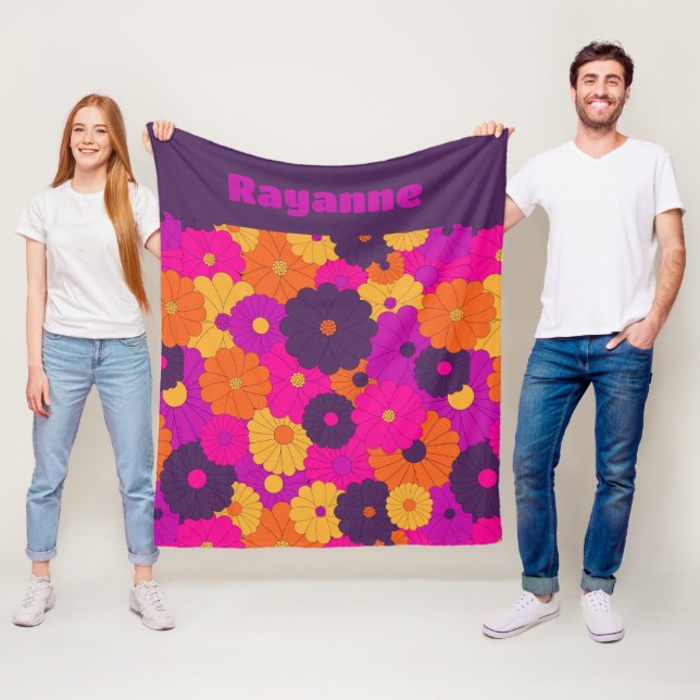 Couverture Polaire Super violet et rose hippie puissance (En situation)