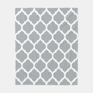 Couverture Polaire Superbe Gris Blanc Marocain Quatrefoil Motif