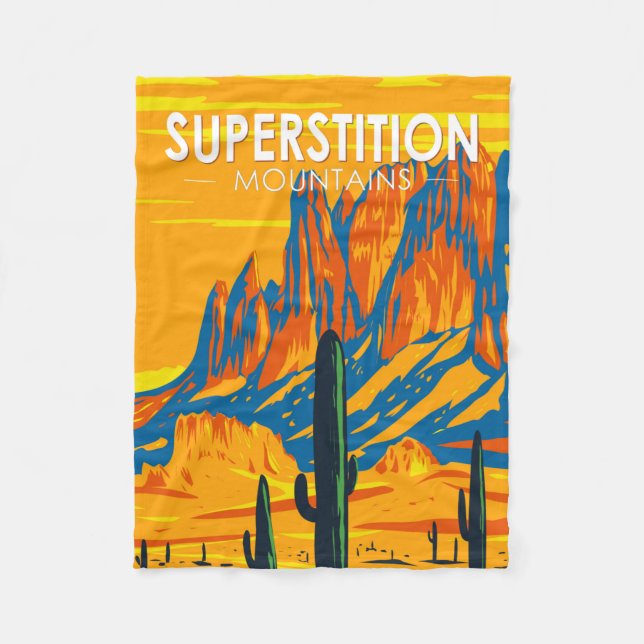 Couverture Polaire Superstition Montagnes Arizona Vintage (Devant)