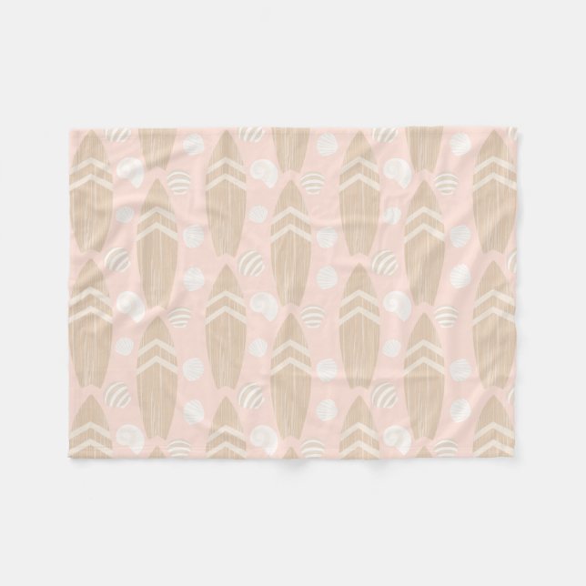 Couverture Polaire Surfboard Beach Bébé rose polaire Blanche (Devant (Horizontal))