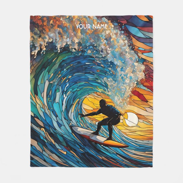 Couverture Polaire Surfeur en Verre Satiné Cute Imaginaire (Devant)