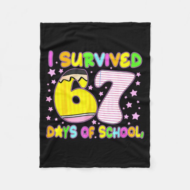 Couverture Polaire Survived 67 Days Of School Nk Star Six Seven Meme  (Devant)