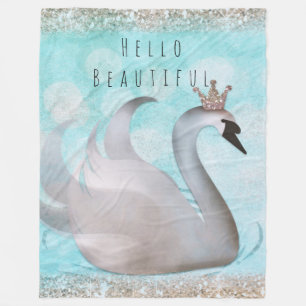Couverture Polaire Swan Princess Faux Gold Parties scintillant Chic F