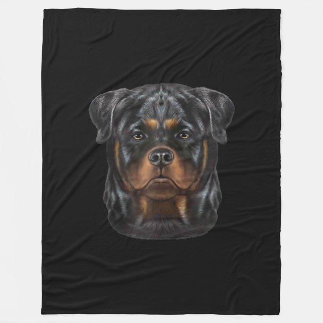 Couverture Polaire Sweat - shirt à capuche Zip Face Chien Rottweiler (Devant)