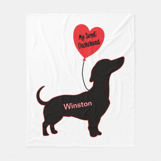 Couverture Polaire Sweet Dachshund : Balloon cardiaque (Devant)