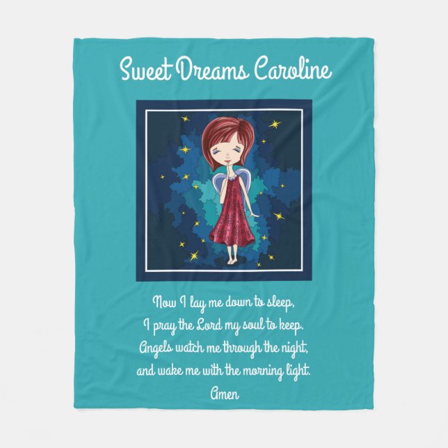 Couverture Polaire Sweet Dreams avec prière, personnalisées (Devant)