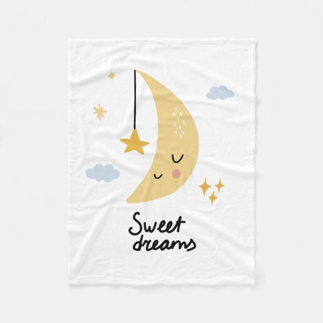 Couverture Polaire Sweet Dreams Moon & Stars (Devant)