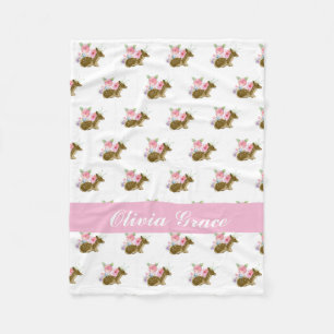 Couverture Polaire Sweet Woodland Animal rose Fleur sauvage Nursery