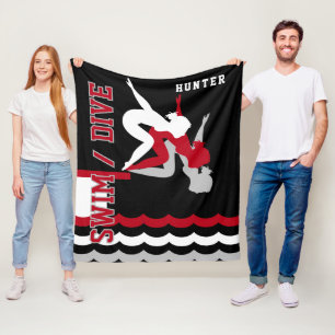 Couverture Polaire Swim Dive Team - Rouge et Noir