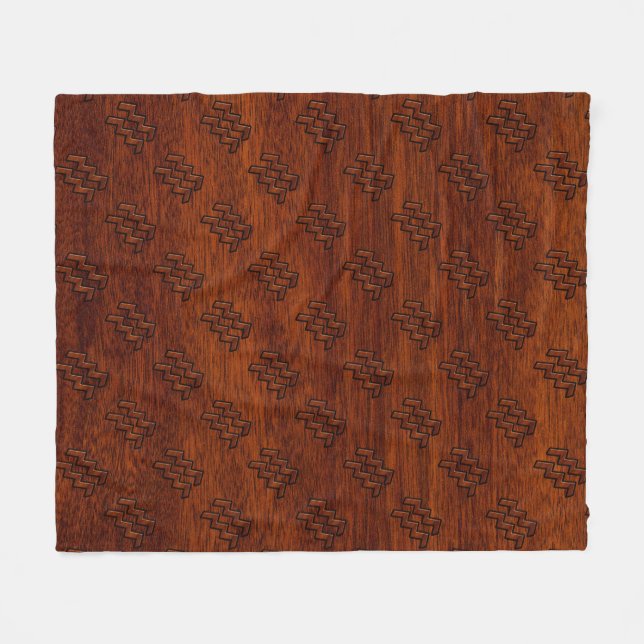 Couverture Polaire Symbole Aquarius Zodiac Style acajou Brown (Devant (Horizontal))