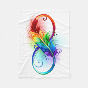 Couverture Polaire Symbole d'infini avec plume arc-en-ciel