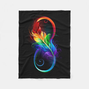 Couverture Polaire Symbole d'infini avec plume arc-en-ciel