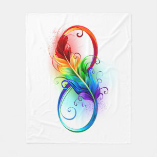 Couverture Polaire Symbole d'infini avec plume arc-en-ciel