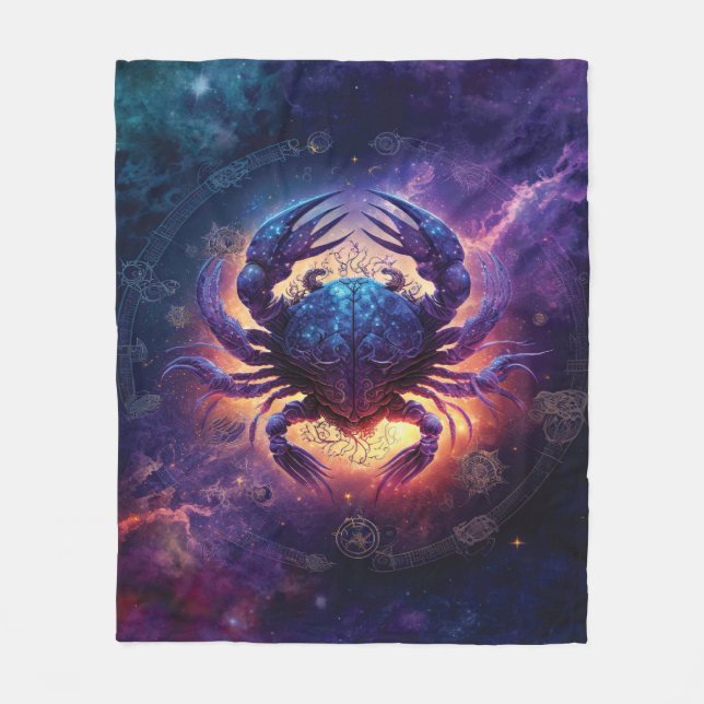 Couverture Polaire Symbole du cancer Zodiac Aquarelle Design (Devant)