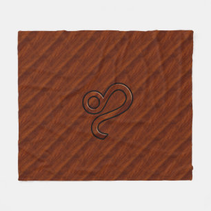 Couverture Polaire Symbole Leo Zodiac en bois mahogany riche