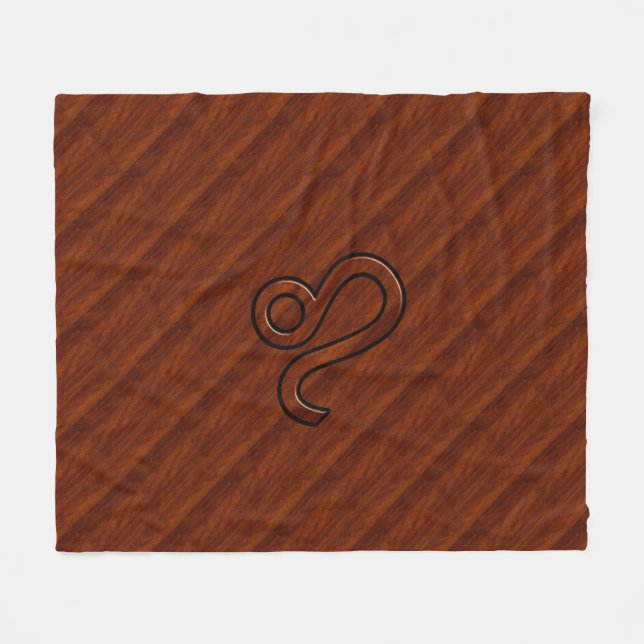 Couverture Polaire Symbole Leo Zodiac en bois mahogany riche (Devant (Horizontal))