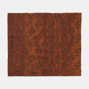 Couverture Polaire Symbole Leo Zodiac en bois mahogany riche
