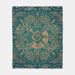 Couverture Polaire Symbole maya de relief d'or de Hunab Ku