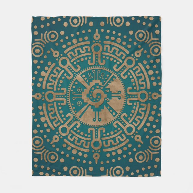Couverture Polaire Symbole maya de relief d'or de Hunab Ku (Devant)