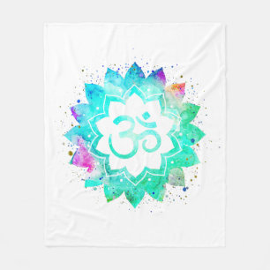 Couverture Polaire *~* Symbole OM blanc Lotus Fleur Mandala Nouvel Âg