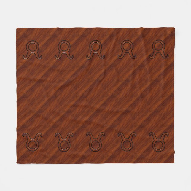 Couverture Polaire Symbole Taurus Zodiac sur l'acajou comme imprimé (Devant (Horizontal))