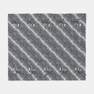 Couverture Polaire Symbole Zodiaque Capricorne d'argent Style acier