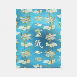 Couverture Polaire Symboles curatifs de mains de Reiki avec le lotus