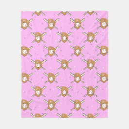 Couverture Polaire Symboles de baseball - Motif sans couture sur rose