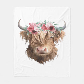 Couverture Polaire T-shirt classique Peinture de vache Highland