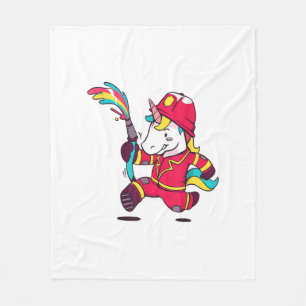 Couverture Polaire T-shirt licorne pompier mignon dessin animé arc-en