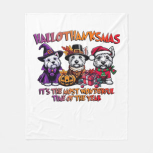 Couverture Polaire T-shirt Terrier Écossais Halloween Thanksgiving No