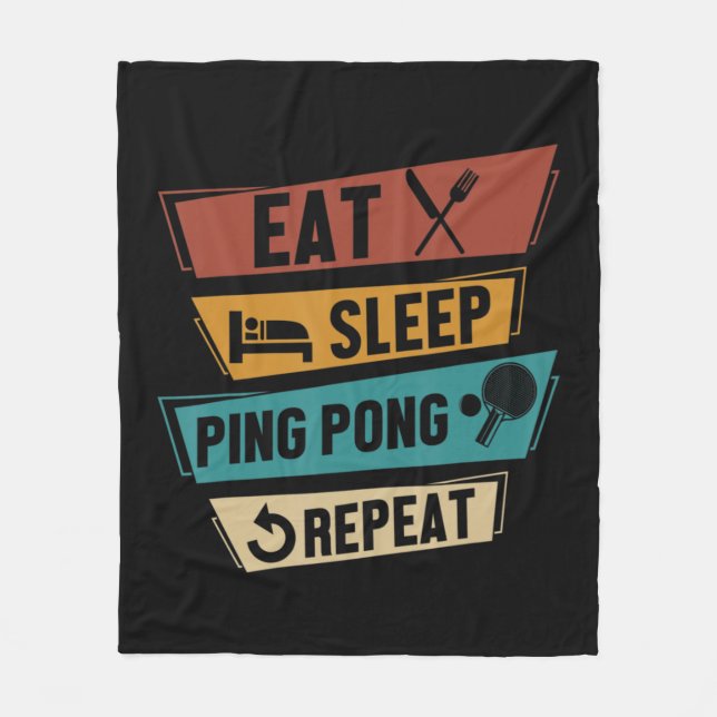 Couverture Polaire Table Tennis Lover Eat Sleep Ping Pong Repeat  (Devant)