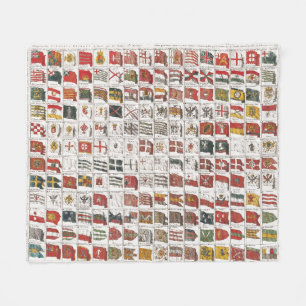 Couverture Polaire Table vintage des drapeaux de mer, Impression esth