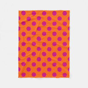 Couverture Polaire Taches pointillées fuchsia sur orange