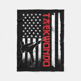 Couverture Polaire Taekwondo Drapeau Américain Combattant de Taekwond